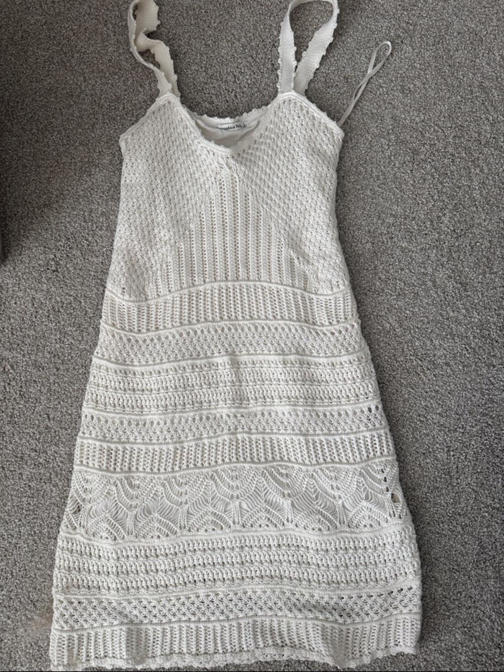Abercrombie & Fitch Lace-Texture White Crochet Mini Dress